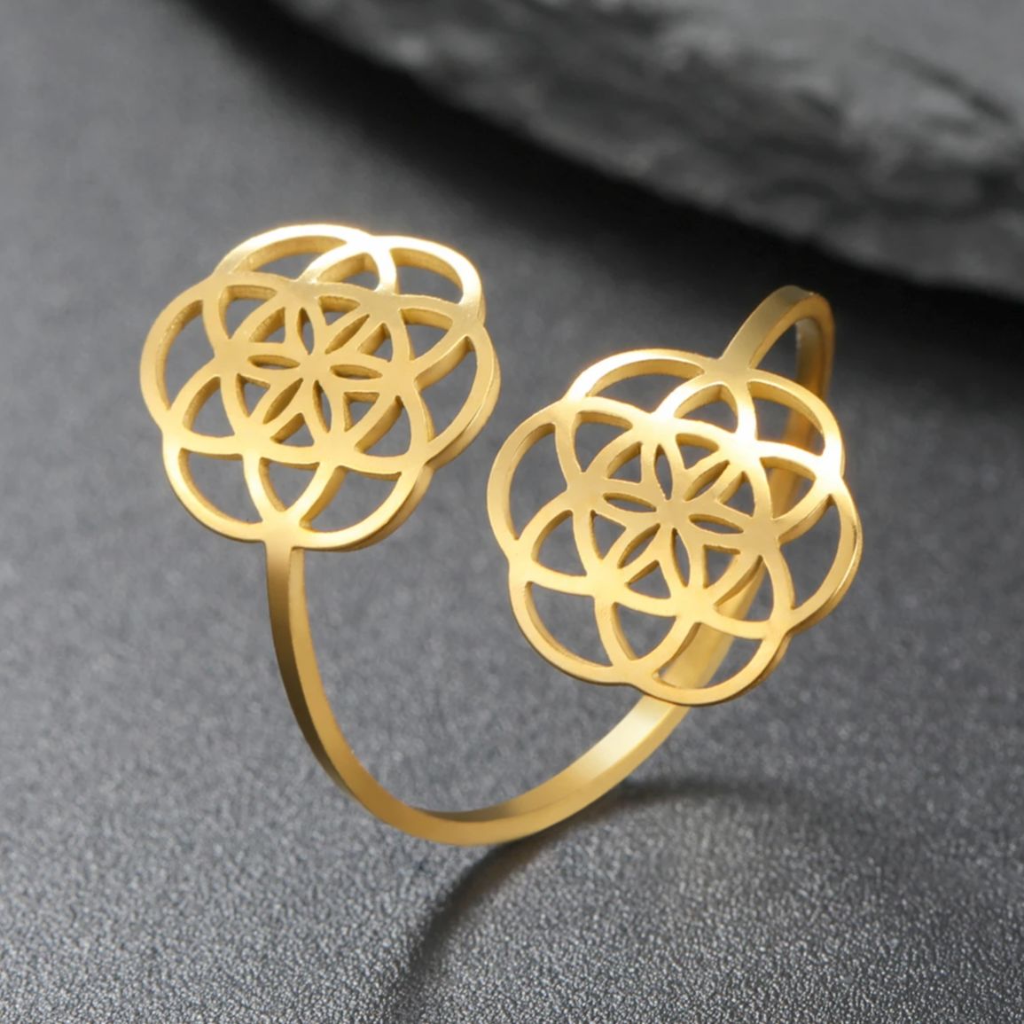 Wedding Sutra - LIKGREAT-Anillo ajustable de geometría sagrada con
