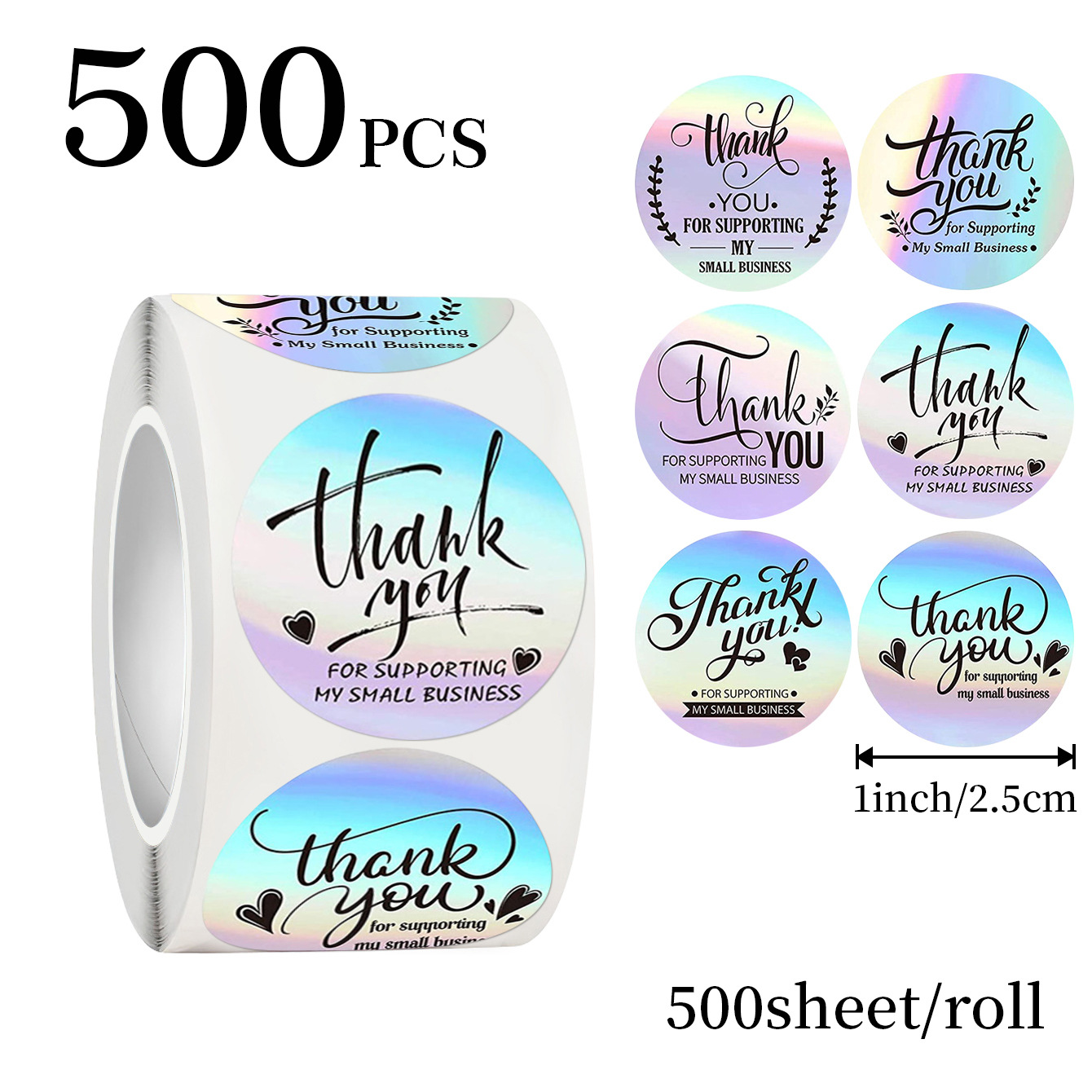 Wedding Packaging - JCAC 500pcs/rollo Pegatinas Holográficas de Agradecimiento