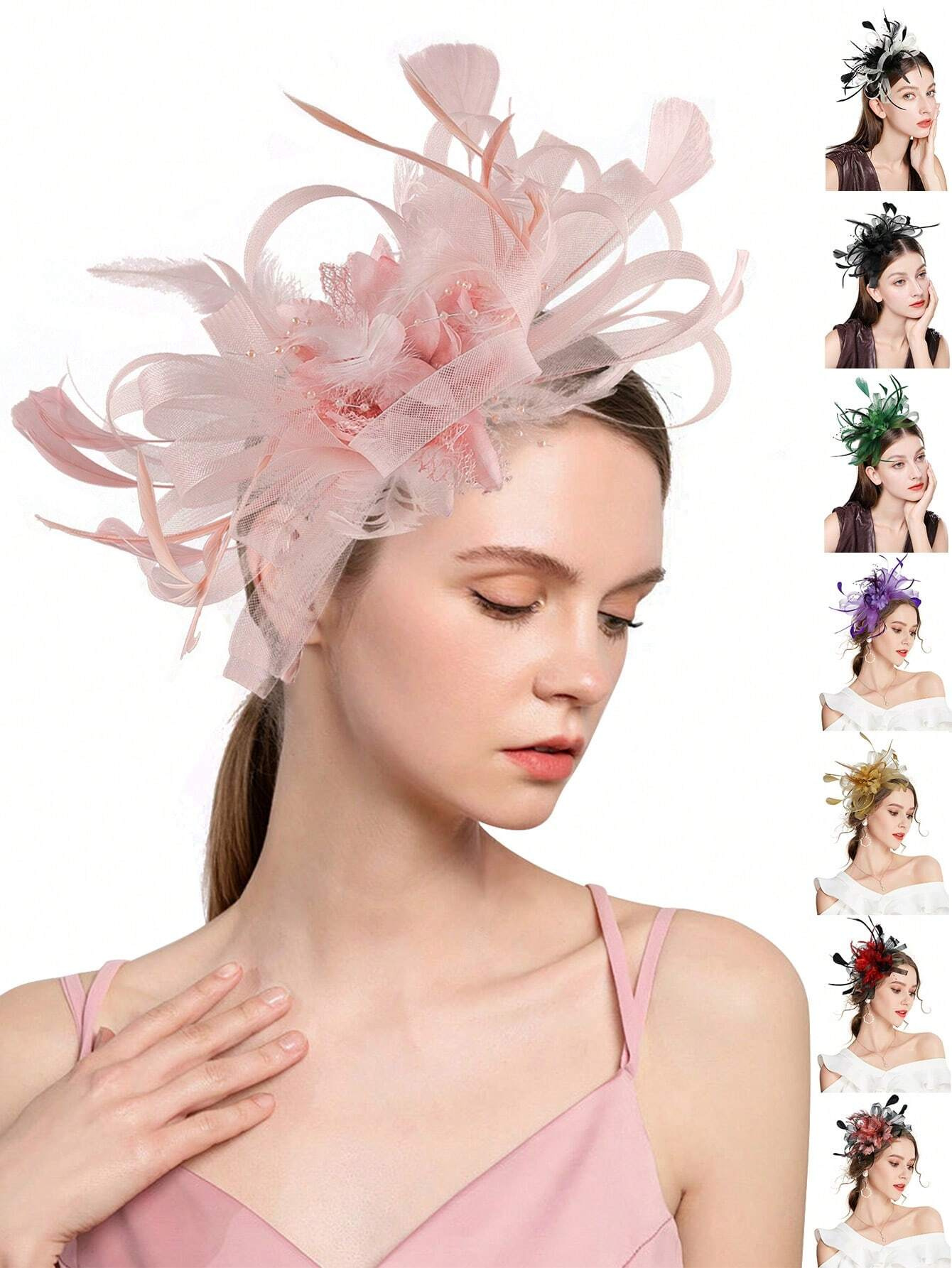 Wedding Dress Supply - Tocado con plumas para mujer, sombrero