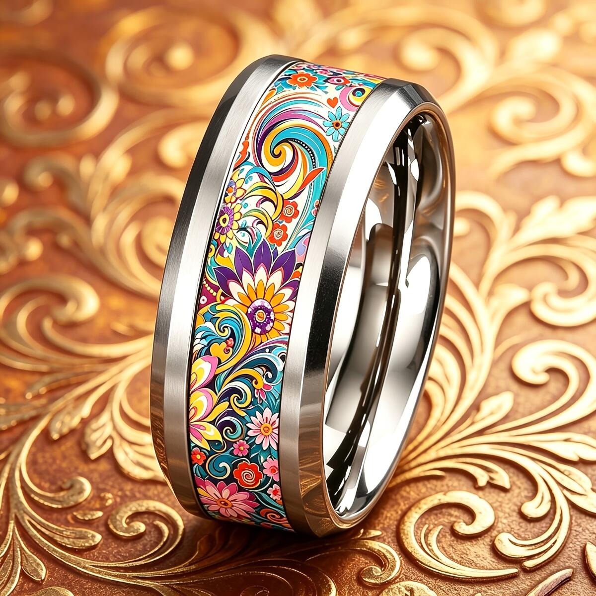 Wedding Sutra - Anillo bohemio colorido con diseño de