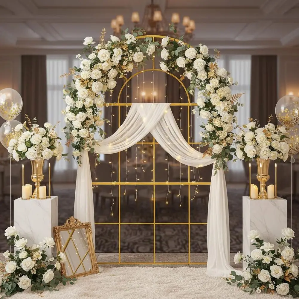 Arcos de Boda de Metal Dorado, - Wedding Balloon Arch reseña y precio
