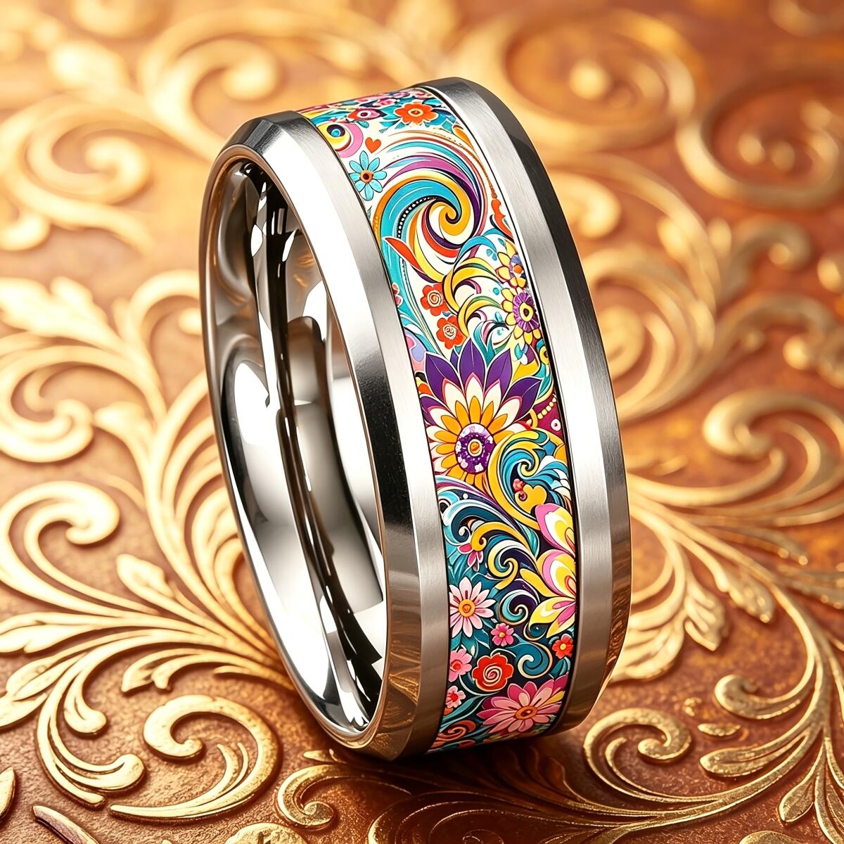 Anillo bohemio colorido con di - Wedding Sutra reseña y precio
