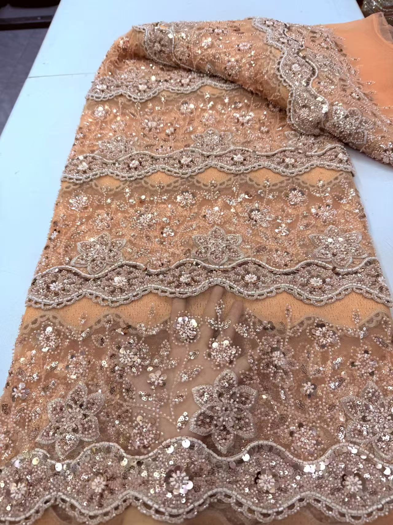 Tela de Encaje con Cuentas Afr - Wedding Dress Supply reseña y precio